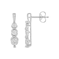 Lab Created 3/4 Carat Lab Grown Diamond feature three shimmering Earrings in Sterling Silver