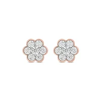 Lab Created 1 Carat Lab Grown Diamond Floral Crafted Earring in 10KT Rose Gold