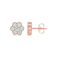 Lab Created 1 Carat Lab Grown Diamond Floral Crafted Earring in 10KT Rose Gold