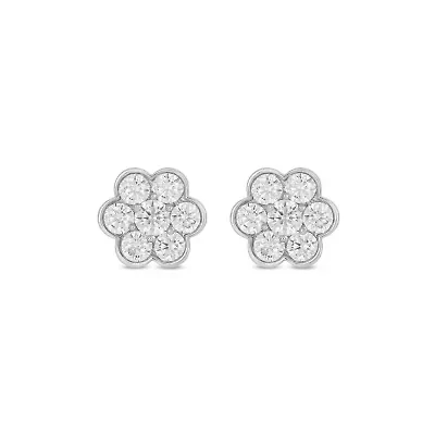 Lab Created 1 Carat Lab Grown Diamond Floral Crafted Earring in 10KT Gold