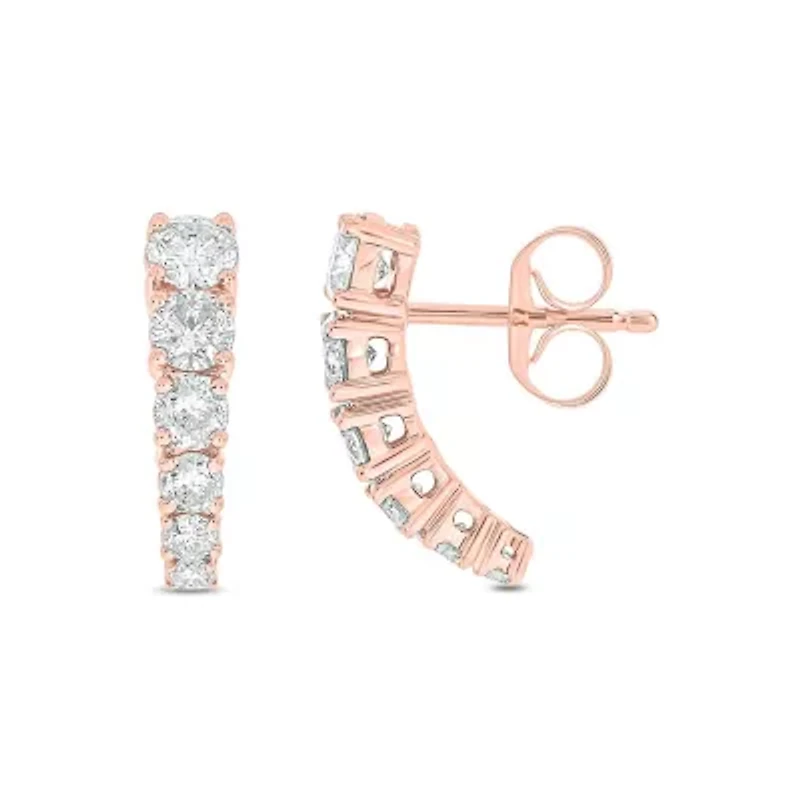 Lab Created 11/4 Carat Lab Grown Diamond Graduated Earring in 10KT Rose Gold