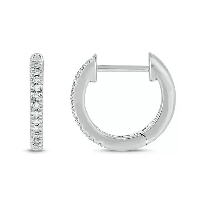 Diamond Accent Hoop Earring in Sterling Silver