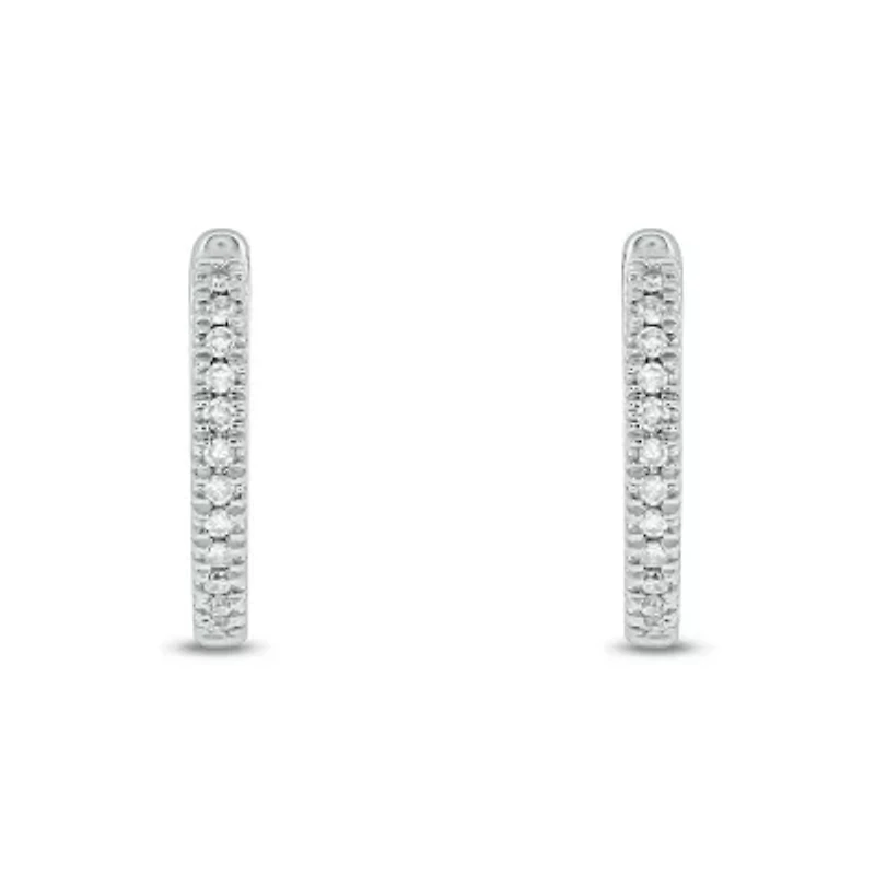 Diamond Accent Hoop Earring in Sterling Silver