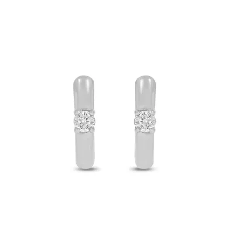 Lab Created 1/10 Carat Lab Grown Diamond Hoop Earring in Sterling Silver
