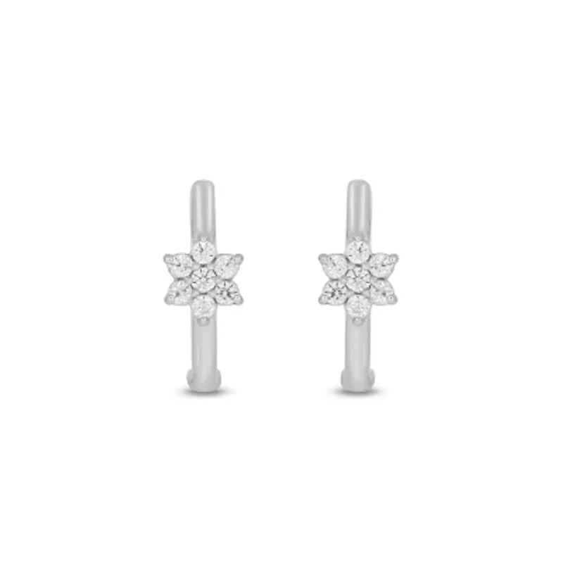 Lab Created 1/6 Carat Lab Grown Diamond Huggie Hoops Earring in Sterling Silver