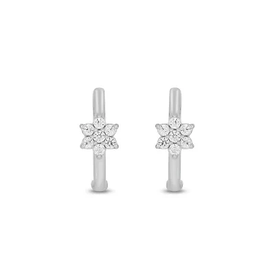 Lab Created 1/6 Carat Lab Grown Diamond Huggie Hoops Earring in Sterling Silver