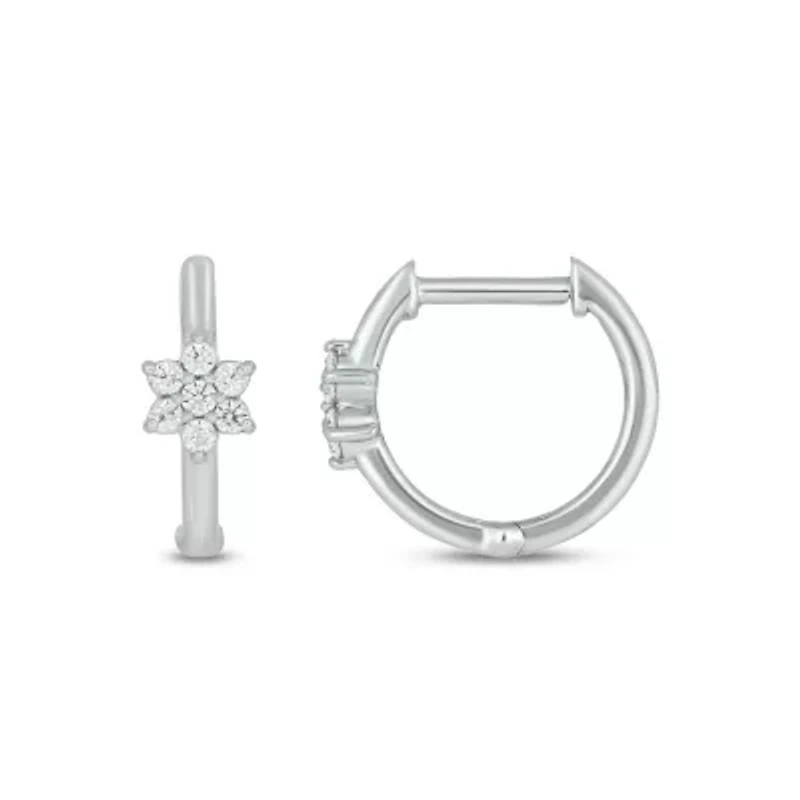 Lab Created 1/6 Carat Lab Grown Diamond Huggie Hoops Earring in Sterling Silver