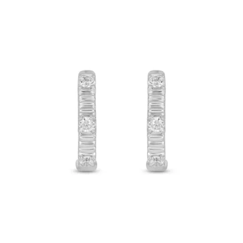 Lab Created 1/6 Carat Lab Grown Diamond Hoops Earring in Sterling Silver