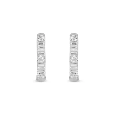 Lab Created 1/6 Carat Lab Grown Diamond Hoops Earring in Sterling Silver