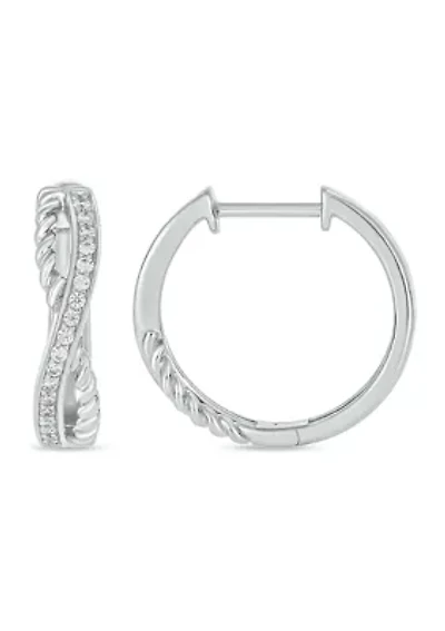 1/4 ct. t.w. Diamond Twist Hoop Earring in sterling Silver
