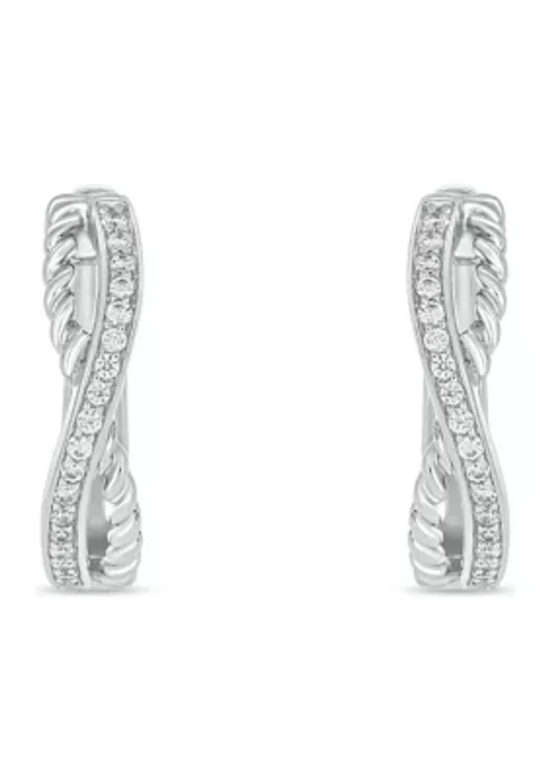 1/4 ct. t.w. Diamond Twist Hoop Earring in sterling Silver