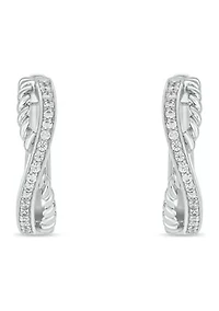 1/4 ct. t.w. Diamond Twist Hoop Earring in sterling Silver