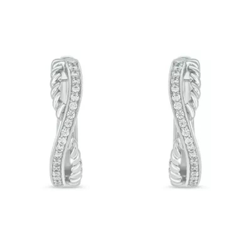 1/4 ct. t.w. Diamond Twist Hoop Earring in sterling Silver