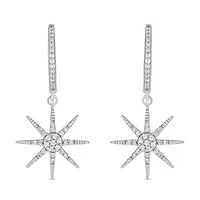 1/4 ct. t.w. Diamond Star Hoop Earring in sterling Silver