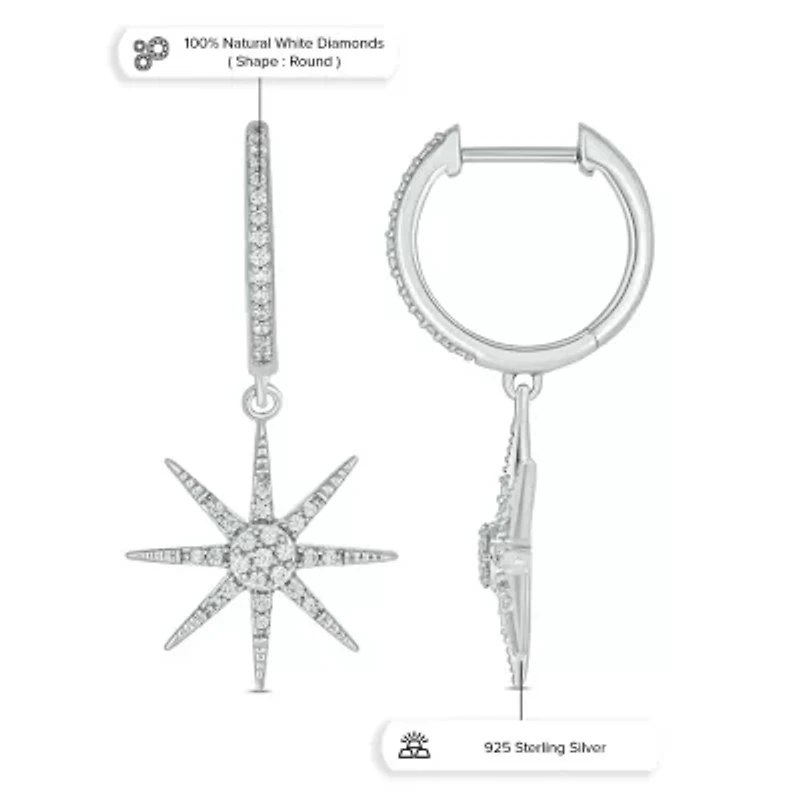1/4 ct. t.w. Diamond Star Hoop Earring in sterling Silver