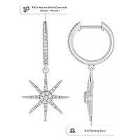 1/4 ct. t.w. Diamond Star Hoop Earring in sterling Silver