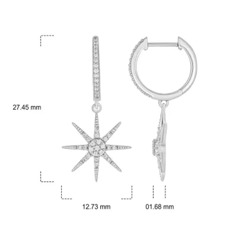 1/4 ct. t.w. Diamond Star Hoop Earring in sterling Silver