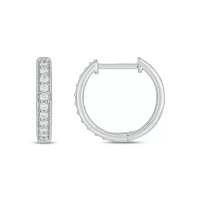 Lab Created 1/4 Carat Lab Grown Diamond Hoop Earrings in Sterling Silver