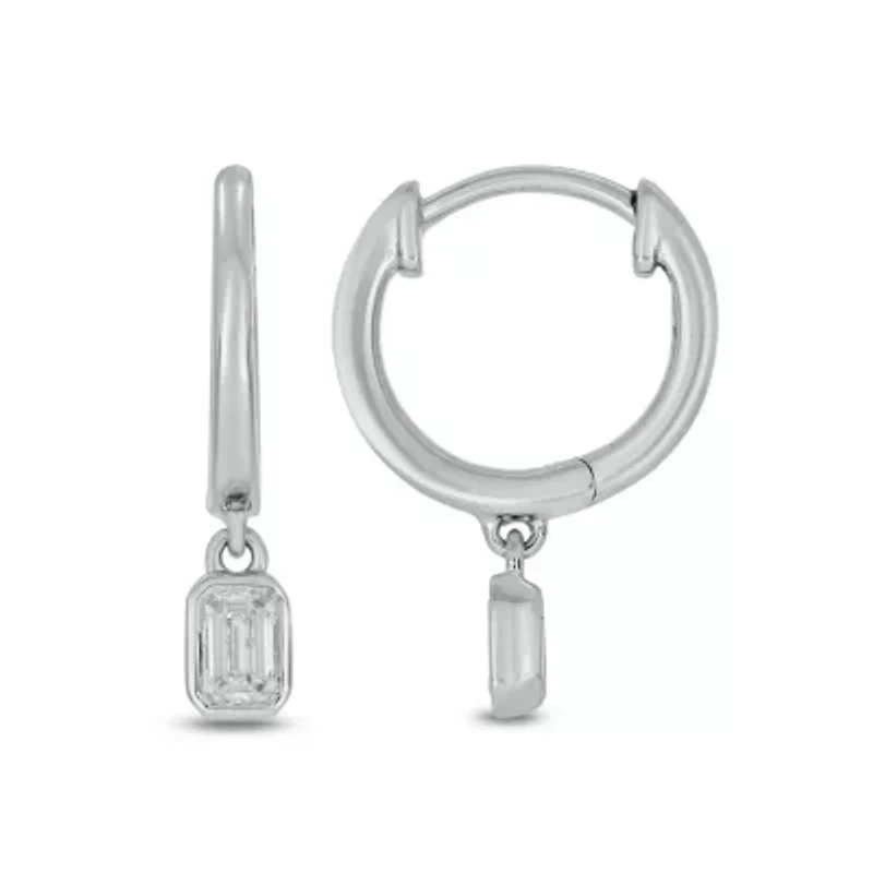 1/3 ct.t.w Diamond Hoop Dangler Fancy Cut Earring in 14K White Gold