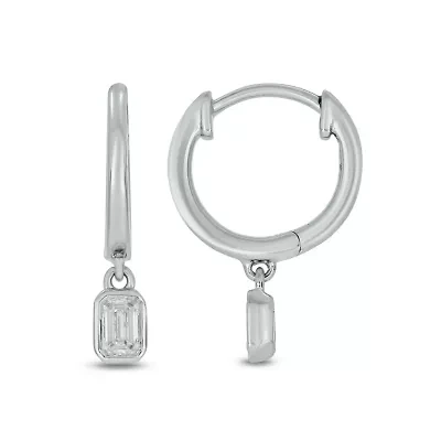 1/3 ct.t.w  Diamond Hoop Dangler Fancy Cut Earring in 14K White Gold