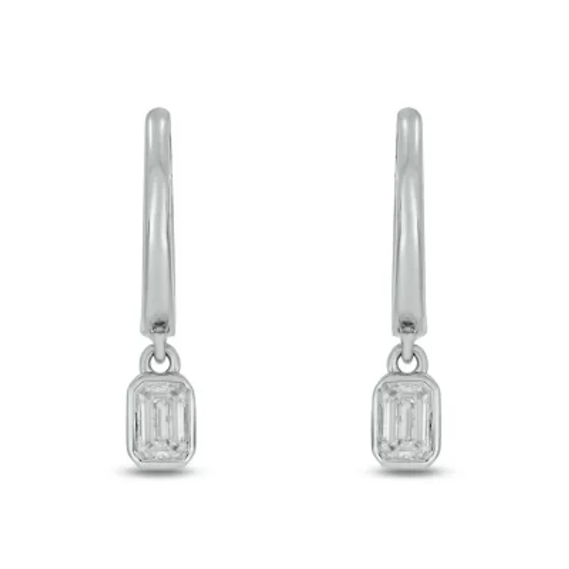 1/3 ct.t.w Diamond Hoop Dangler Fancy Cut Earring in 14K White Gold