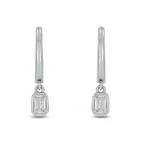 1/3 ct.t.w  Diamond Hoop Dangler Fancy Cut Earring in 14K White Gold