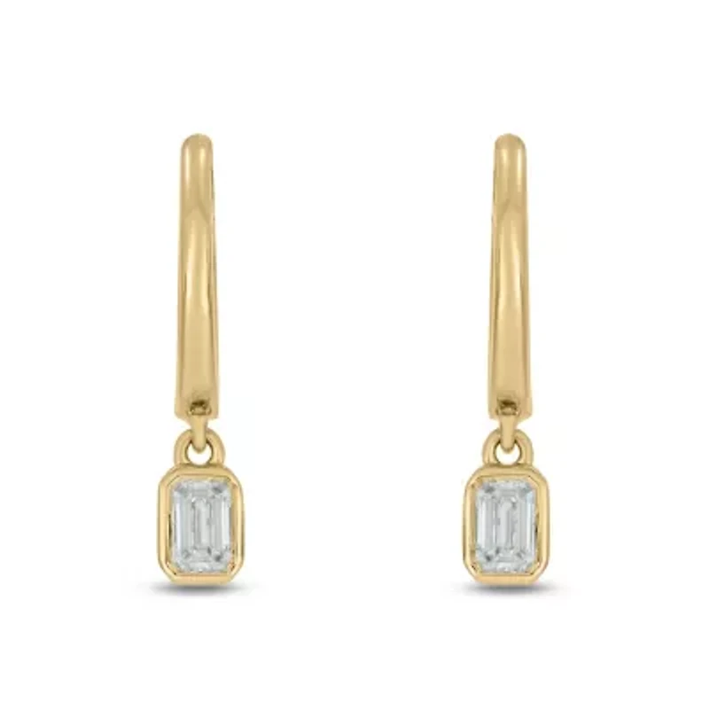 1/3 ct.t.w Diamond Hoop Dangler Fancy Cut Earring in 14K Yellow Gold