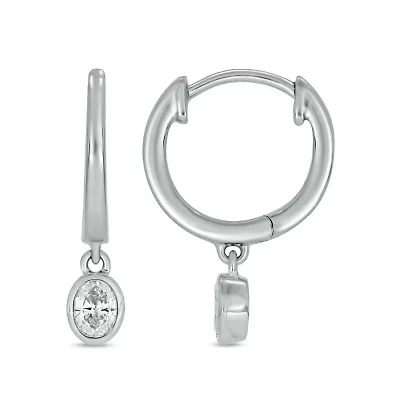 1/3 ct.t.w  Diamond Hoop Dangles Earring in 14K White Gold