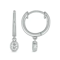 1/3 ct.t.w  Diamond Hoop Dangles Earring in 14K White Gold