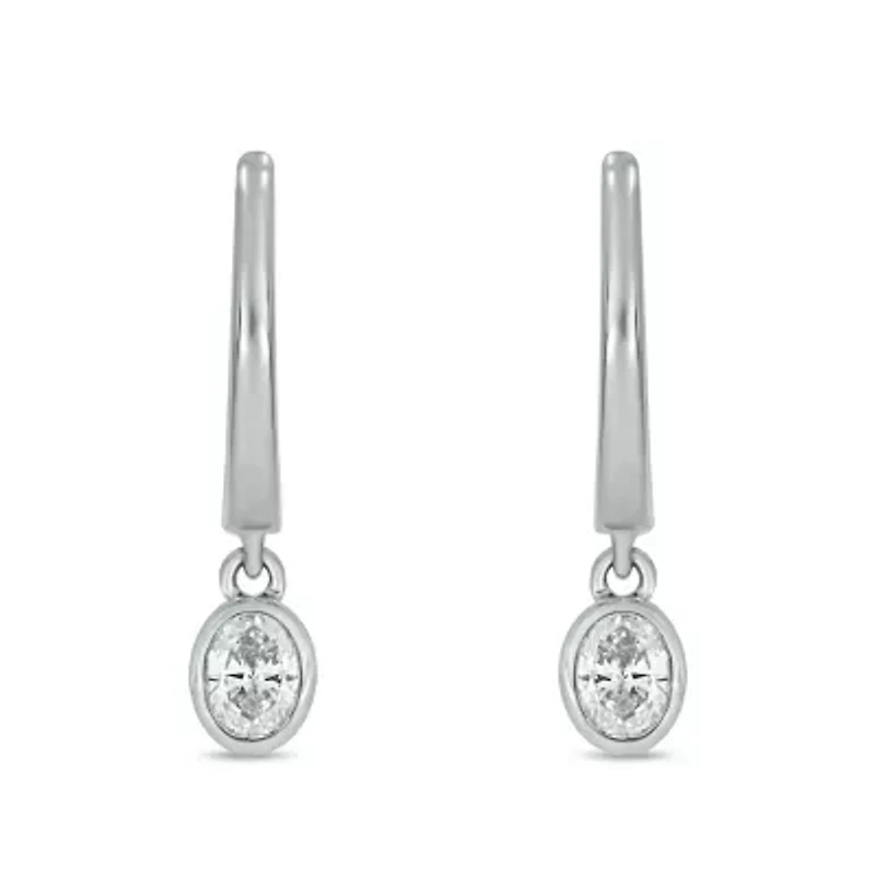 1/3 ct.t.w  Diamond Hoop Dangles Earring in 14K White Gold