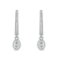 1/3 ct.t.w  Diamond Hoop Dangles Earring in 14K White Gold