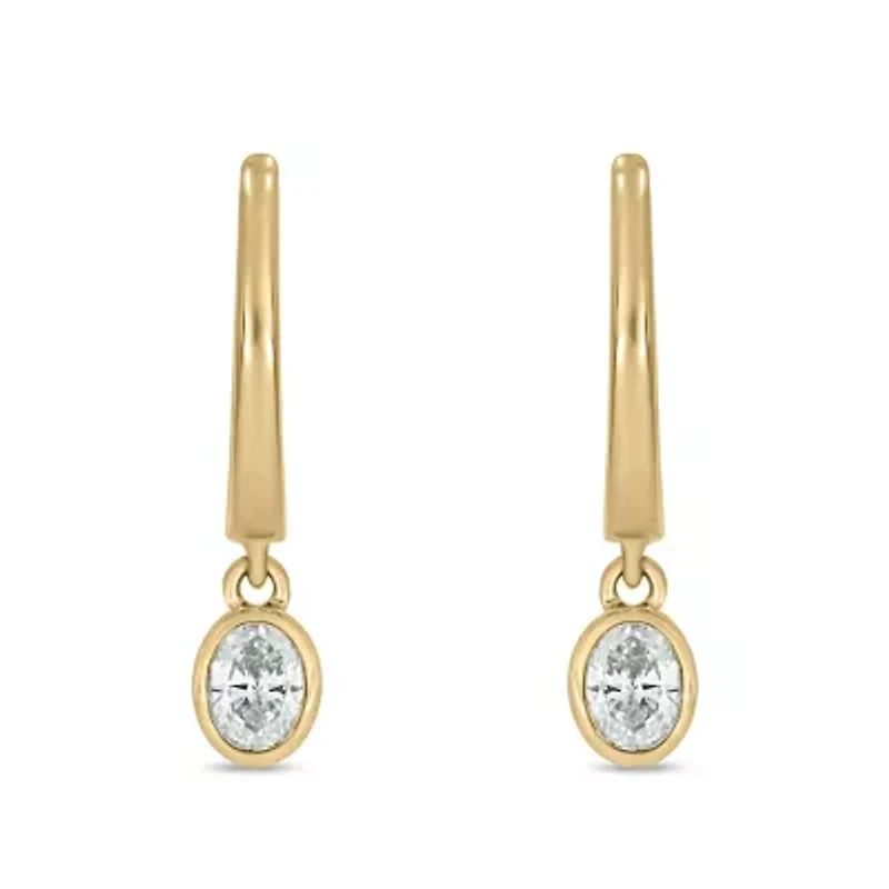 1/3 ct.t.w  Diamond Hoop Dangles Earring in 14K Yellow Gold