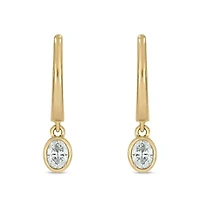 1/3 ct.t.w  Diamond Hoop Dangles Earring in 14K Yellow Gold