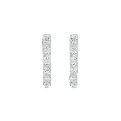 Lab Created 1/4 Carat Lab Grown Diamond Hoops Earring in Sterling Silver