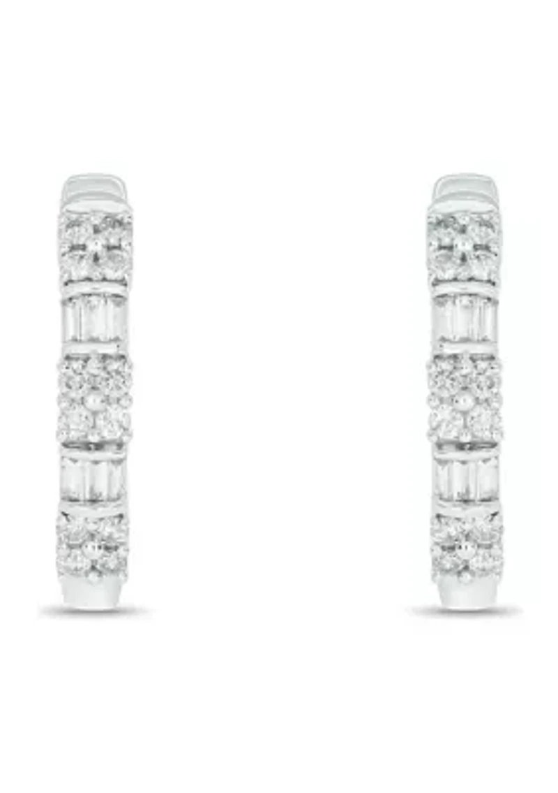 1/2 ct. t.w. Diamond Hoop Earring in Sterling Silver
