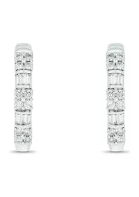 1/2 ct. t.w. Diamond Hoop Earring in Sterling Silver