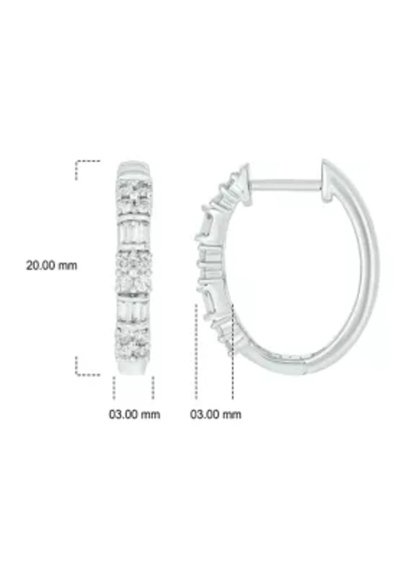 1/2 ct. t.w. Diamond Hoop Earring in Sterling Silver
