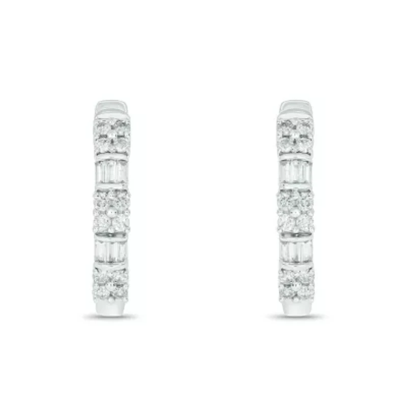 1/2 ct. t.w. Diamond Hoop Earring in Sterling Silver