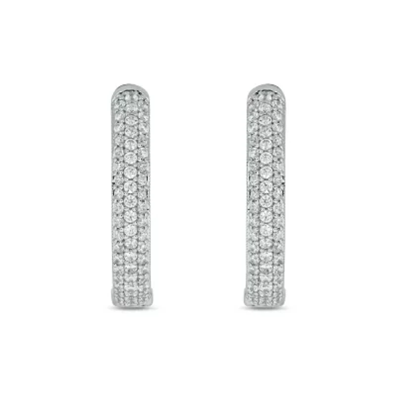 1/2 ct. t.w. Diamond Hoop Earring in Sterling Silver