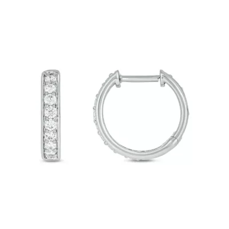 Lab Created 1/2 Carat Lab Grown Diamond Hoop Earrings in Sterling Silver