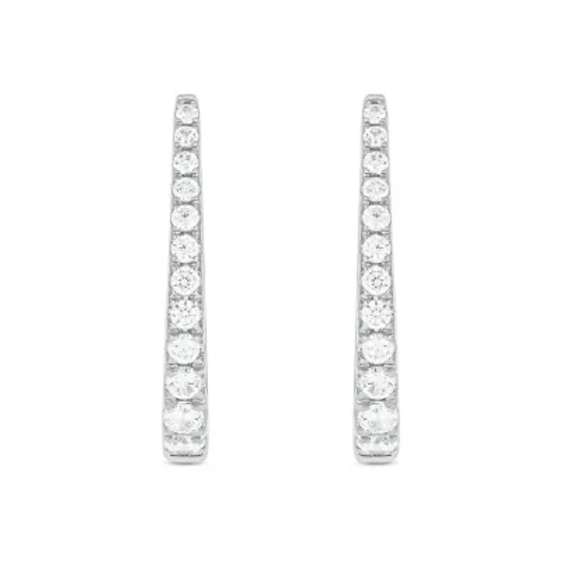 Lab Created 1/2 Carat Lab Grown Diamond Hoop Earrings in Sterling Silver