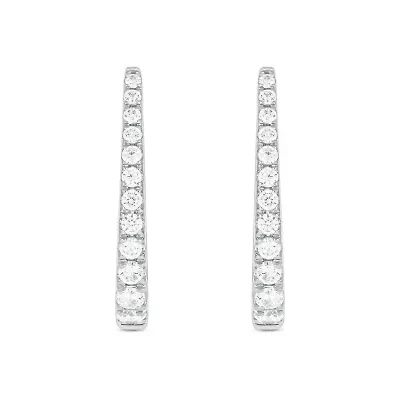 Lab Created 1/2 Carat Lab Grown Diamond Hoop Earrings in Sterling Silver