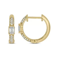 5/8 ct.t.w  Diamond Hoop Half Bezal Fancy Cut Earring in 14K Yellow Gold