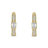 5/8 ct.t.w  Diamond Hoop Half Bezal Fancy Cut Earring in 14K Yellow Gold