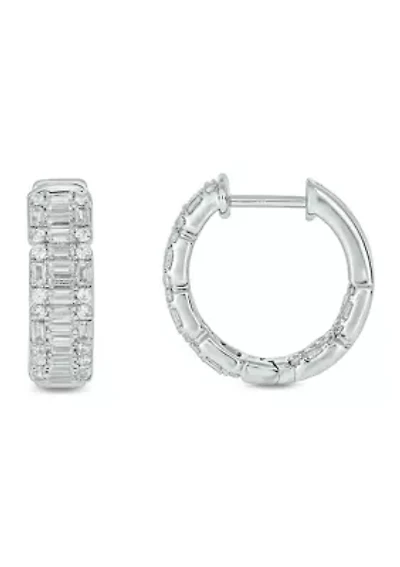 1.0 ct. t.w. Diamond Hoop Earring in 10K White Gold
