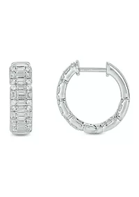 1.0 ct. t.w. Diamond Hoop Earring in 10K White Gold