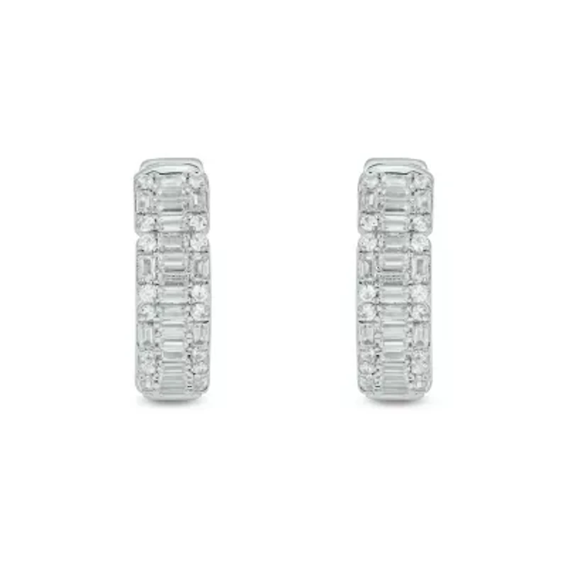 1.0 ct. t.w. Diamond Hoop Earring in 10K White Gold