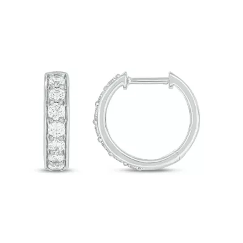 Lab Created 1 Carat Lab Grown Diamond Hoop Earrings in Sterling Silver