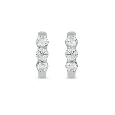 Lab Created 1 Carat Lab Grown Diamond Hoops Earring in Sterling Silver