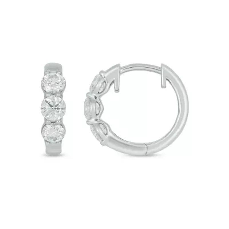 Lab Created 1 Carat Lab Grown Diamond Hoops Earring in Sterling Silver